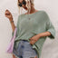 Boat Neck Cuffed Sleeve Slit Tunic Knit Top