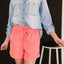 Zenana Linen Love Full Size Run Cuffed Shorts in Coral