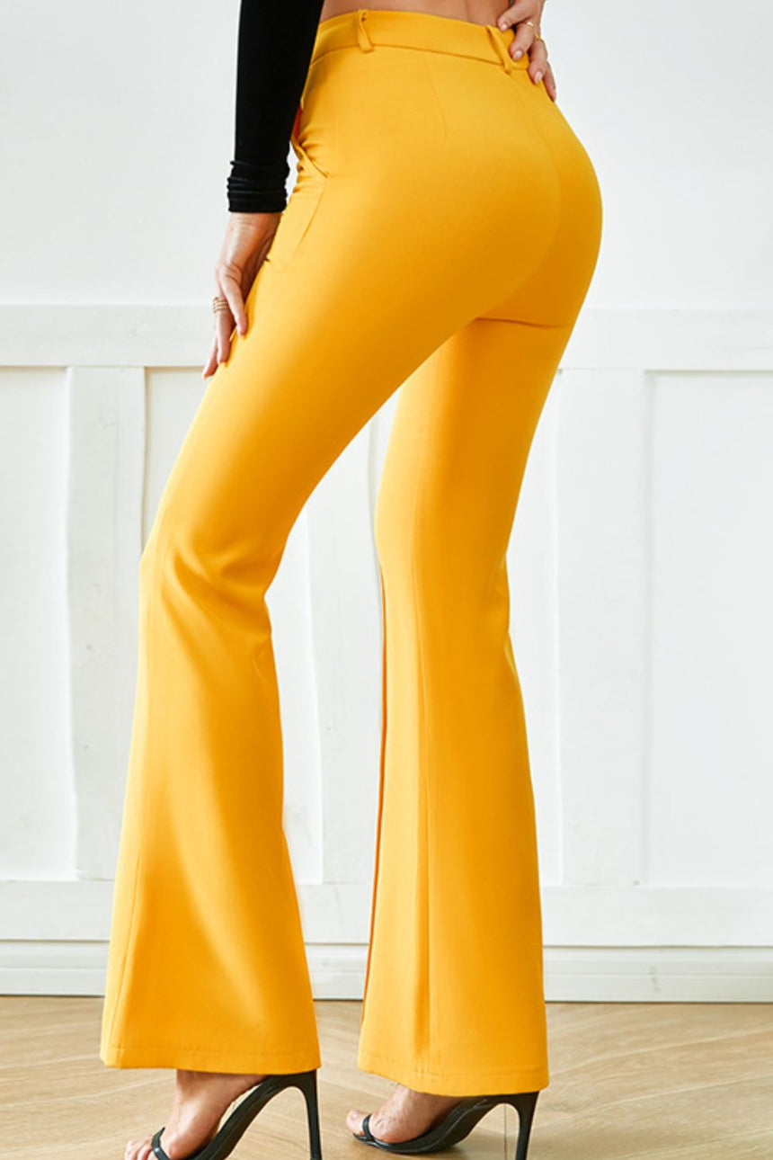 Yellow Flare Pants with Pockets