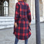 Plaid Belted Button Down Longline Shirt Jacket