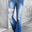 Distressed Flare Leg Jeans with Pockets
