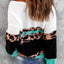 Leopard Color Block V-Neck Rib-Knit Sweater