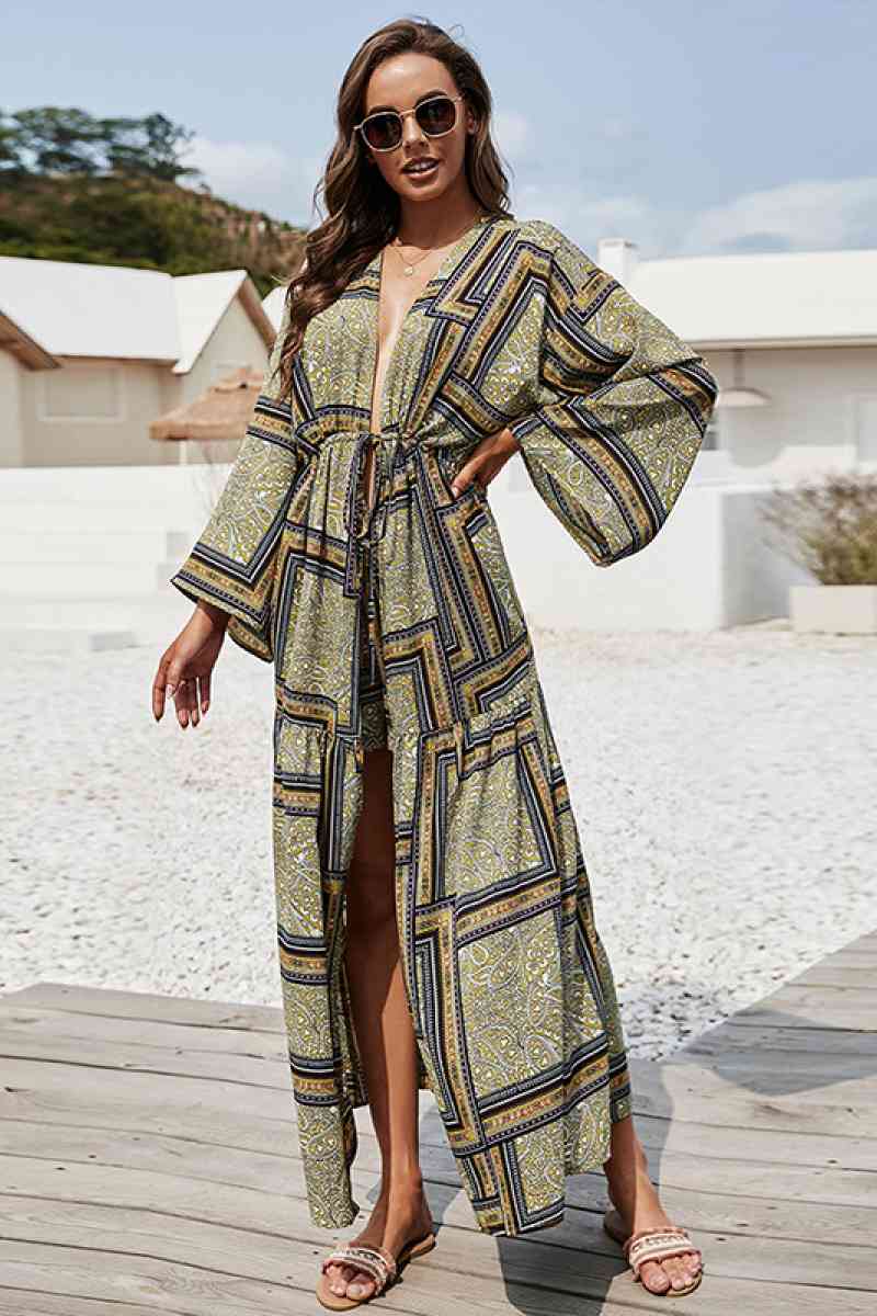 Stone Kimono Cover Up With Skirt