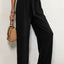 Belted Pleated Waist Wide Leg Pants